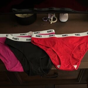 Hanes Women's Underwear Trio - Vibrant Red, Classic Black, Bright Pink